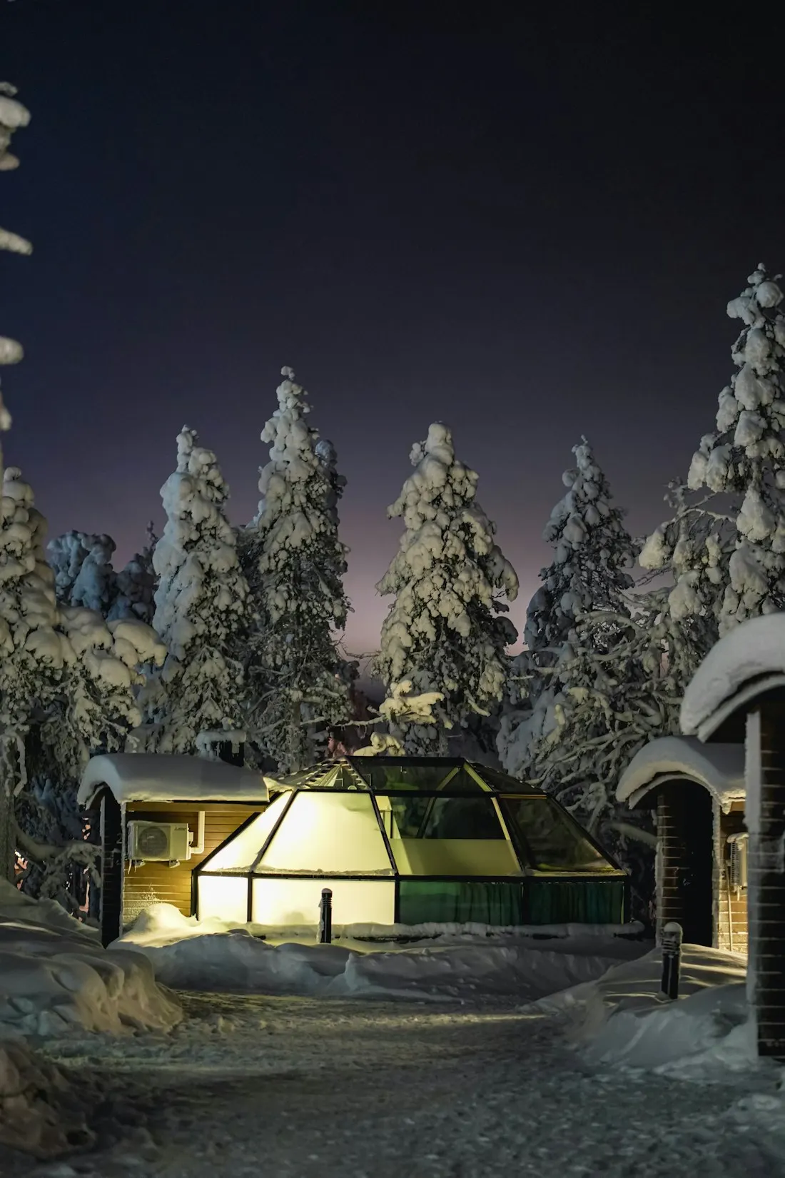 An outdoor sauna built on a concrete slab foundation
