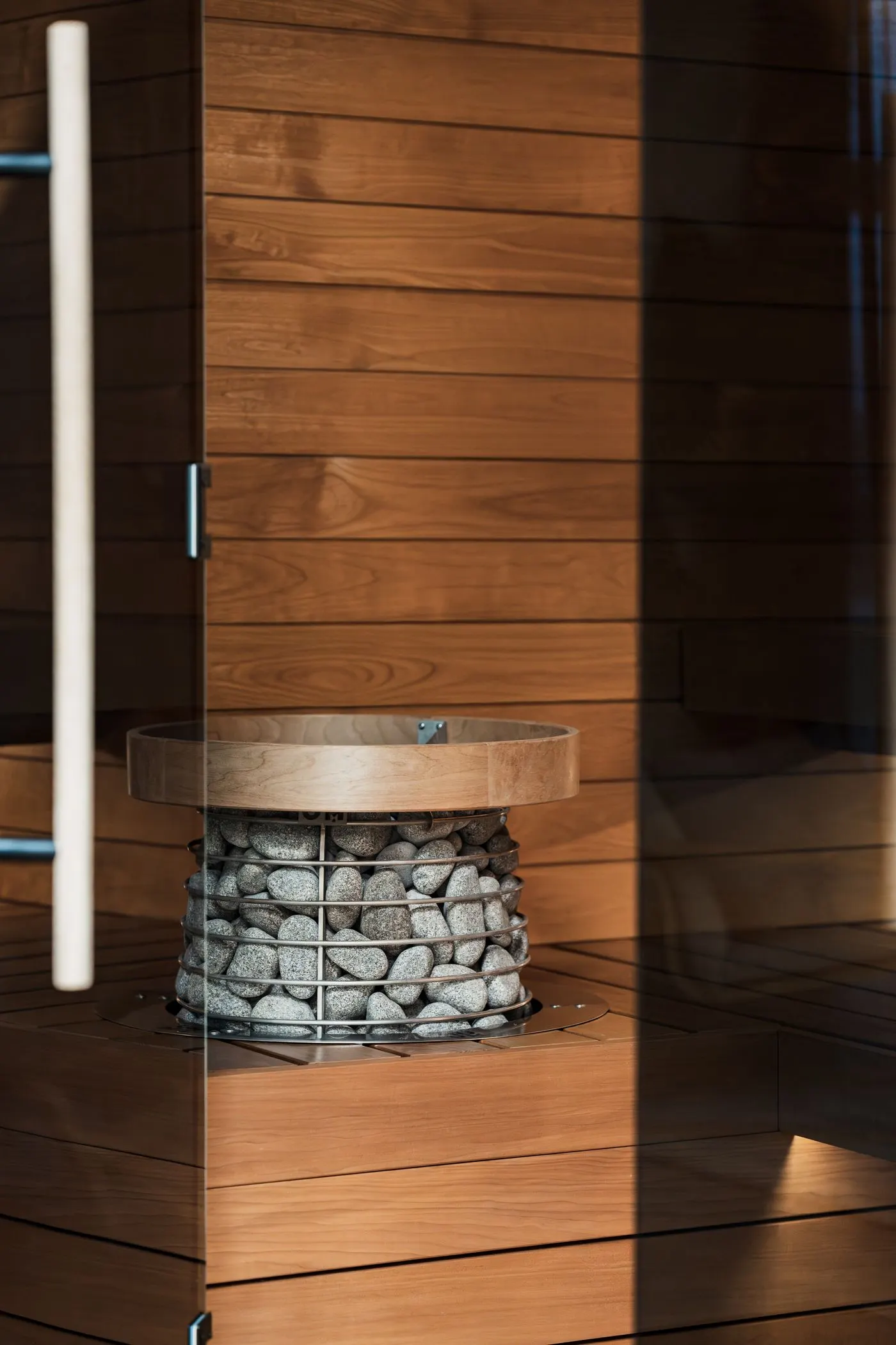 A sauna heater with a control panel for remote start