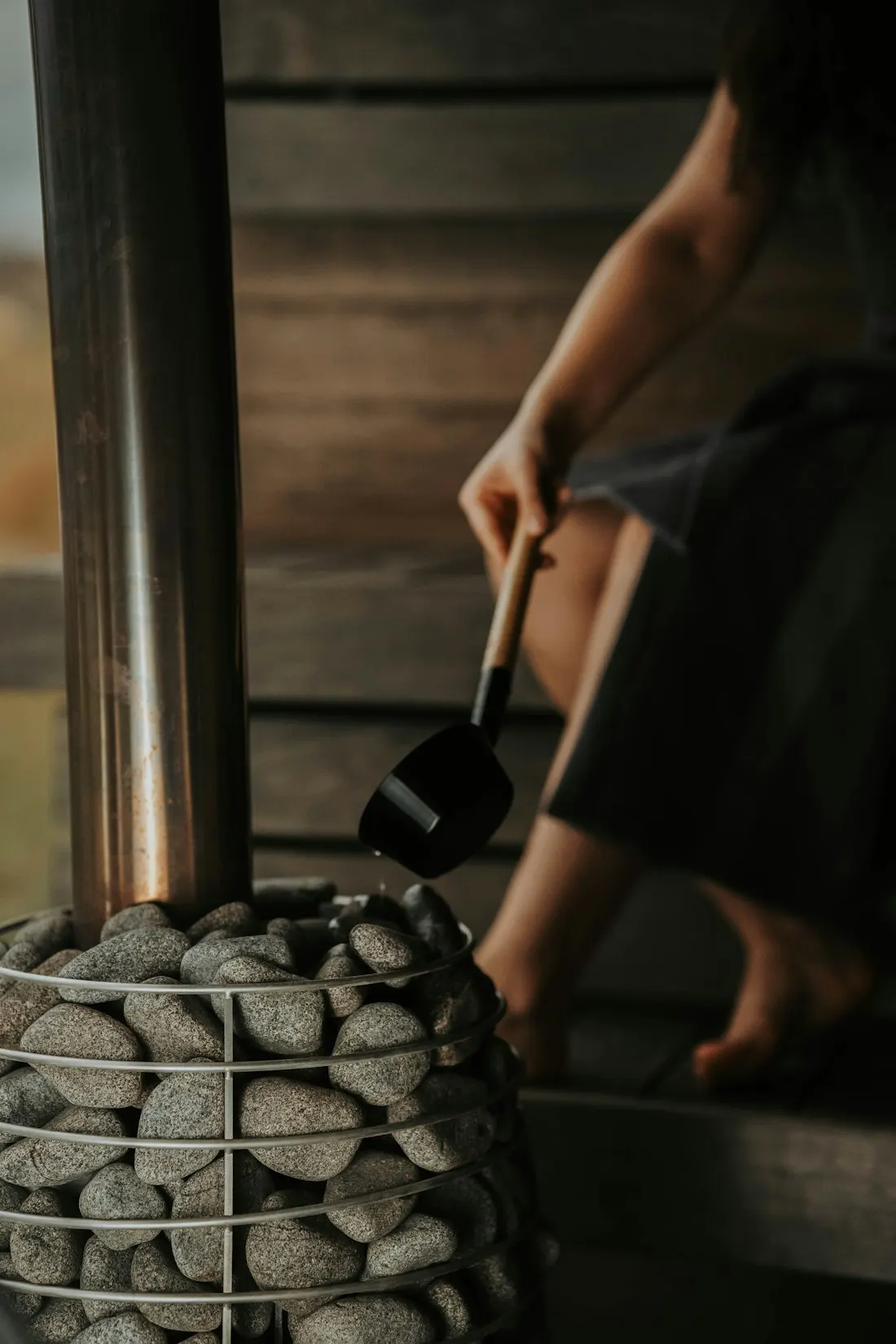 A bank of sauna heater stones